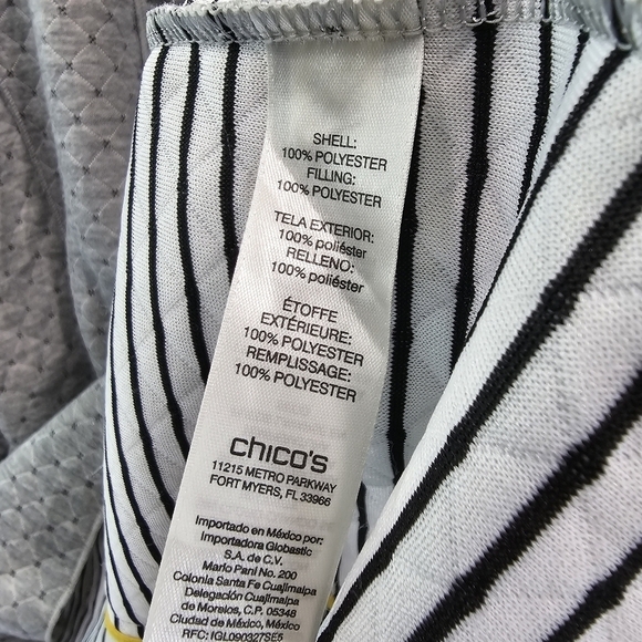 Chicos Jacket Womens XL 3 Gray Hooded Textured Knit Quilted Unstructured Striped - Picture 9 of 11